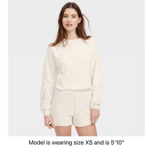 Roller Rabbit X Target Daisy Embossed Terry Sweatshirt Short Set Cream NWT LG